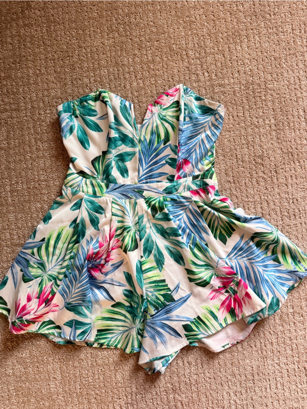 A Peach Brand, Tropical Romper, Strapless, Size Small